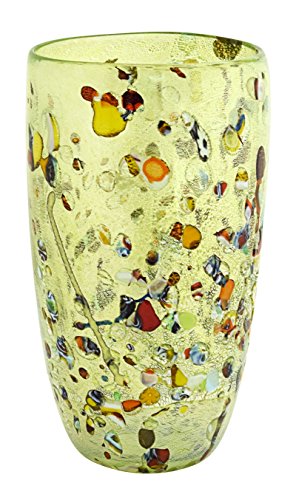 VASO CONICO ARLECCHINO BIG Vase Glas Blattgold Murrine Made Italy Venedig Murano - 5