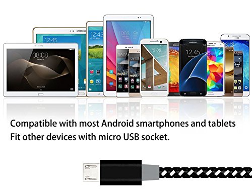 Micro USB Cable 3Pack 1M2M3M, Xinfaxin Premium Nylon Braided USB Charging Cables for Samsung, LG, Motorola, Nexus, HTC, Sony, Nokia, Android Devices and More (Black White) - 7