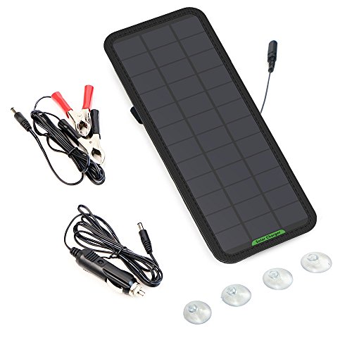 ECO-WORTHY 7.5 W 12 V Mantenitore Batteria per Auto, Pannello Solare Caricatore di Mantenimento Solari Portatile con Accendisigari o Pinze a Coccodrillo per Camper,Campeggio,Automobile,Moto,Barca