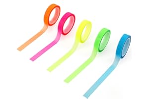 TOYMIS 5 Rolek Tasma Zakreslacza, Wymienna Tasmy Fluorescencyjne Highlighter Tape Kolorowa Tasma Przezroczysta Markery Stron dla Nauczycieli Uczniów Czytanie Klasa Biuro (0,8cm x 5m)