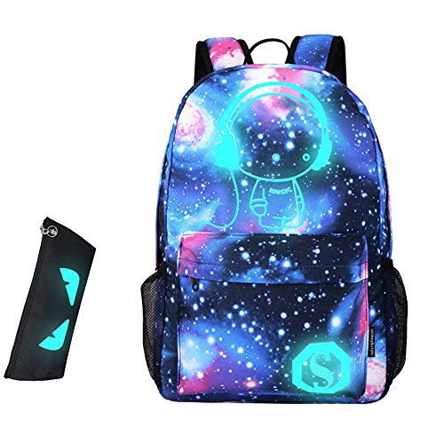 Ivystore Sternenhimmel Noctilucence Casual Unisex Schule Umh  ngetasche wasserdicht Laptop Rucksack mit USB-Ladeanschluss Rucksack mit 1   frei Federm
