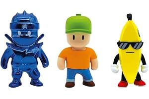 Bizak MONSTERFLEX Stumble Guys, Pack de 3 Figuras del Videojuego, muñeco Extensible y elástico, 25 cm, para coleccionar, Adultos Fans coleccionistas, niños +6 años, (64390005)