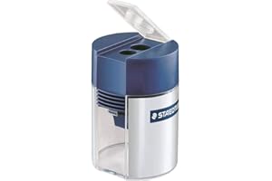 Staedtler Noris 512, Taille-crayon de haute qualité à deux usages, Pour crayons à papier et crayons de couleur standards, Avec réservoir cylindrique et fermeture hermétique, 512 001 - 1 unit