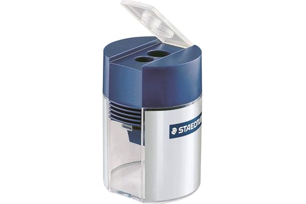 Staedtler Noris 512, Taille-crayon de haute qualité à deux usages, Pour crayons à papier et crayons de couleur standards, Avec réservoir cylindrique et fermeture hermétique, 512 001 - 1 unit