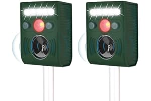 XIAXIA 2x Ultradźwiękowy odstraszacz zwierząt, wodoszczelny, z czujnikiem ruchu PIR, częstotliwość 12,5 – 25 kHz, błysk do odstraszania kotów, psów, ptaków, lisów, szczurów, kun