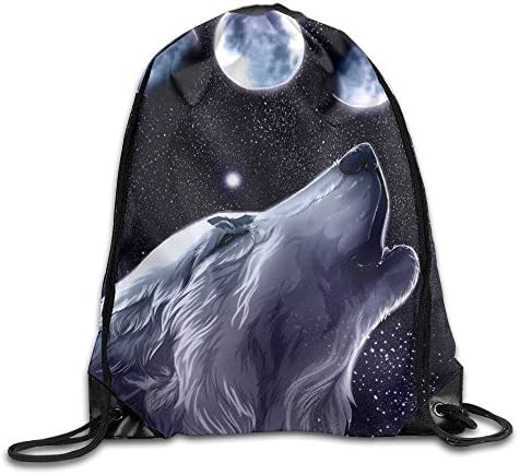 Doormat bag Moon Wolf Head Portable Sack Bag, Drawstring Backpack, Sport Bag, Drawstring Bag For Men Women, Sport, Travel, Home, Gym, Outdoor, Activity (16.9 14.2 Inch)