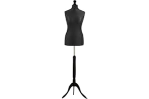 The Shopfitting Shop Taglia 16 Donna Colore Nero Prova Abiti Manichino da Sarto Bust Dressmakers Display Dummy Colore Nero Base Tripod in Legno