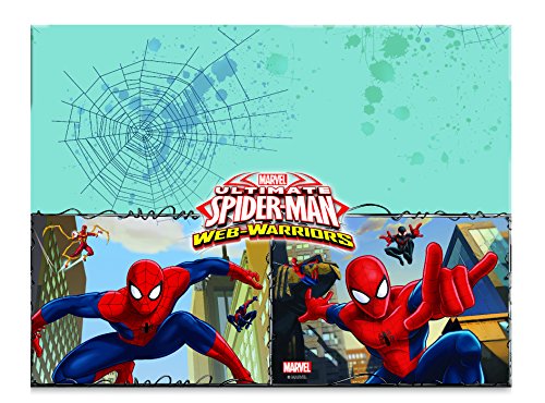 Procos 85155 – Tischdecke Kunststoff Ultimate Spider Man Web Warriors, 120 x 180 cm, Rot/Blau/Hellblau