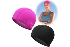 LJFEA Paquete de 2 Gorros de natación para Hombres y Mujeres, Gorros de natación Unisex para Adultos y niños, Gorros de natación Unisex para Mujeres, Gorros de natación elásticos
