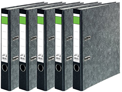 5 DIN A4 Ordner Wolkenmarmor -schmal- 5cm Rücken -schwarz- Blauer Engel, gratis Zugabe: Büroschere Edelstahl 25,5cm iceblau