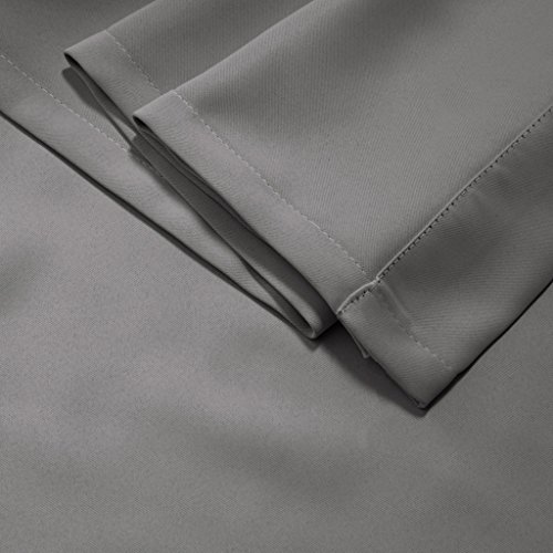 H.Versailtex Solid Thermal Insulated Blackout Pencil Pleat Anti - Mite Curtains for Bedroom with Two Free Tiebacks - Grey, Energy Saving & Noise Reducting, 46