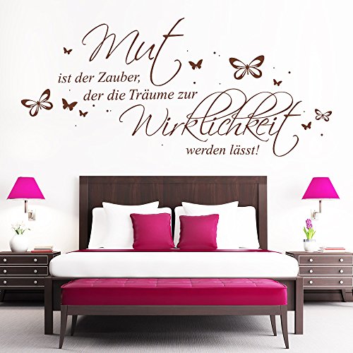Wandtattoo Loft Schriftzug: „Mut ist der Zauber, der die Träume zur Wirklichkeit werden lässt!“ – Wandtattoo / 49 Farben / 3 Größen / dunkelgrau / 35 x 78 cm - 3