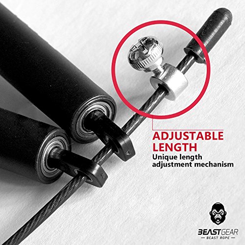 Profi-Springseil von BeastGear – Stahl-Sportseil, Anpassbare Länge mit stabilem Kugellager – Ideal für Boxen, MMA, Kampfsport, Crossfit, Gymnastik, Fitness – für Ausdauer und Muskelaufbau - 5
