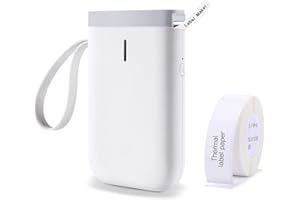 YuLinca Stampante Etichette Bluetooth Etiquetadora Termica Mini Portatile Etichettatrice con Nastro Adesivo D11 Label Maker, compatibile con iOS e Android (bianca)