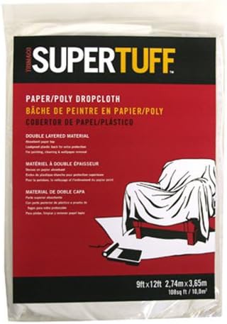 TrimacoSuperTuff Paper/Poly Drop Cloth, 9 12-feet, 9ft x 12ft