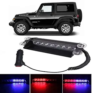 Ascension Waterproof 8 LED Red Blue Police Flashing Light for Universal All Cars | Flasher Light | Emergency Warning Lamp Multicolor Flash Light for Mahindra Thar Facelift