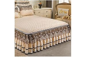 RTSFKFS Bettrock Tagesdecke Bettlaken Betttuch 3-teiliges Set Bett Abdeckung Samt 150x200cm/180x200cm/120 x 200 Rüschen-1 +2 Kissenbezüge Matratzenbezug Schutzhülle, 180x200cm/71x78.7in