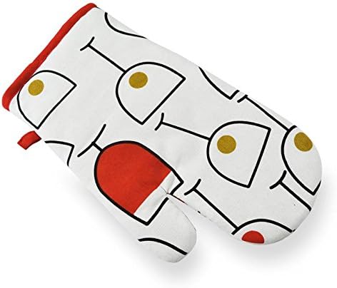 Tuscany Red and White Printed Single Oven Glove