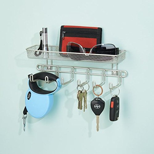 mDesign Schlüsselbrett mit Briefablage in weiß – ideal zum Aufhängen von Schlüsseln, Hundeleinen oder Handtaschen im Eingangsbereich – praktisches Schlüsselboard zur Wandmontage - 3