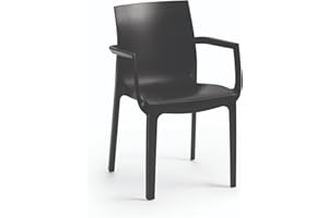 METRO Professional Chaise d'extérieur Bukisi, Empilable avec Accoudoirs, Polypropylène, Noir