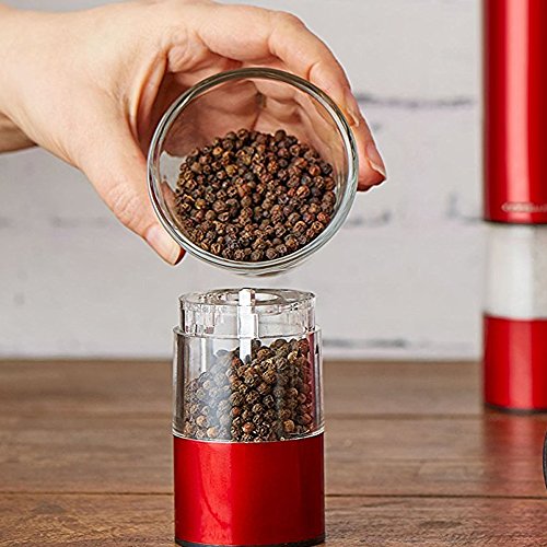 Andrew James – Elektrisches Salz- Und Pfeffermühlen Set Aus Edelstahl In Rot Metallic - 9