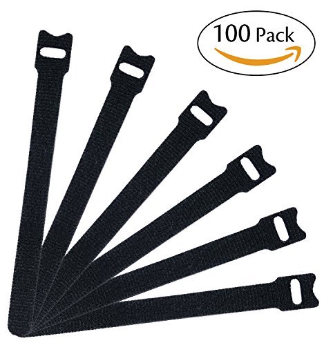 Preisvergleich Produktbild attmu Spiralschneider Wiederverwendbar Verschluss Kabelbindern, Mikrofasertuch 6 Haken und Schlaufe Kordel Beziehungen, Schwarz 100 Pcs 100 Pcs (Black)