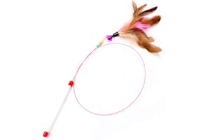 SLSON Feather Teaser Cat Toy, Interactive Cat Catcher and Exerciser Wand for Cats and Kitten Playing, with Feather, Bell and Flexible Wire