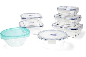 Luminarc Pure Box Active zestaw 7 szklanych hermetycznych pojemników, bardzo trwały, zawór do mikrofalówki BPA