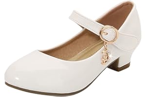 BIJEROU Prinzessin Schuhe Mädchen Stöckelschuhe mit Schnalle Ballettschuhe Lackschuhe mit Absatz Runde Zehenschnalle Kleid Schuhe Mary Jane Schuhe Hochzeitsschuhe Festschuhe Mädchen Pumps