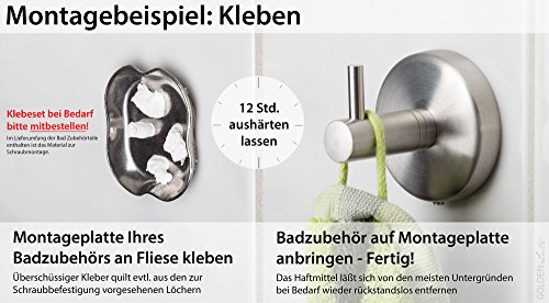 Miomare® Edelstahl WC-Papierrollenhalter – Kleben oder Schrauben – - 3