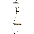 Triton Showers Push Button Mixer | Brushed Brass | Triton | Thermostatic Mixer Shower | Rainfall Shower Head | Mixer Shower for Bathroom | Shower Diverter | Home Improvement