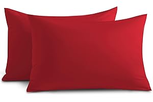 Yorkshire Bedding Pillow Cases 2 Pack - Brushed Microfiber Housewife Pillowcase Hypoallergenic Pillow Cover Standard Size with Envelope Closure (Red, 50 x 75 cm)