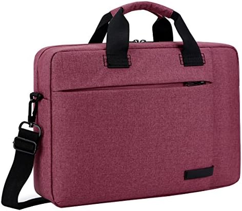 Laptop Shoulder Bag Briefcase Sleeve Handbag For 14 15.4 13.3 15.6Inch Notebook Computer With Back Belt For Trolly Case,Burgundy-15.6inch