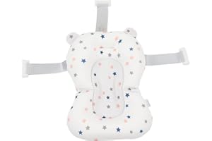 JAERB Coussin de Siège de Baignoire pour bébé, Fixation de Siège de Baignoire Pliable et Réglable en Toute sécurité pour Prendre une Douche (Etoiles blanches)
