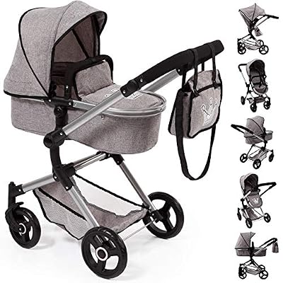 Bayer Design- Landau pour poupée Neo Vario, Convertible, Pliable, réglable, Moderne, 18410AA, Gris avec Motif Couronne