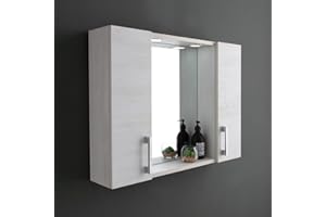 Kiamami Valentina - Specchio contenitore con due pensili rovere bianco effetto legno
