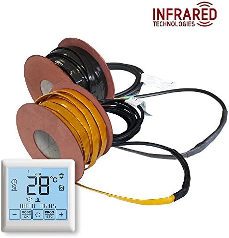 Electric Under Laminate / Wood Foil IR Underfloor Heating Ribbon Kit 20w/m Gold (1.6m2 - 2.8m2 - 11m, Touch Screen Thermostat)