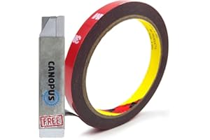 CANOPUS 3M Cinta Doble Cara Extrafuerte 5mm x 3m Grosor 1,2mm Impermeable Cinta Adhesiva Doble Cara 3M Para Tiras LED Interior Exterior Cinta de Coche Pegatinas Doble Cara Alta Temperatura