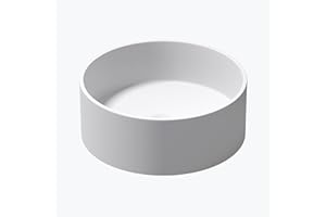 Mai & Mai Lavabo sobre Encimera Lavabo Baño | Redondo | Blanco Mate | Mármol Fundido | 40x40x15cm | sin Orificio para Grifo sin Rebosadero | Colossum804