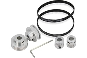 Zeberoxyz Juego de 2 ruedas síncronas GT2, 20 y 40 dientes, diámetro de 8 mm, polea de correa dentada de aluminio con 2 unidades de longitud de 200 mm de ancho y 6 mm de correa (20-40T-8B-6)