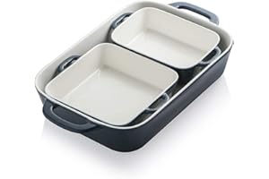 SWEEJAR Home Set di stampi da forno in ceramica, rettangolari, per cucina, cena, banchetto e uso quotidiano, 32,5 x 22,6 cm (blu navy/blu)