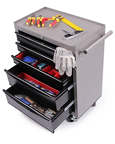 Ondis24 Werkstattwagen Werkzeugwagen abschließbar mit 5 Schubladen mit Lenkrollen unbestückt - 6