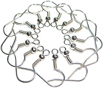 Geralin Gioielli Ear Fish Hook Earrings Ear-Clips Silver Earring Hooks 100 Pieces