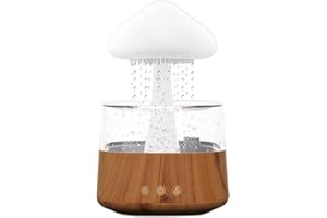 Umelee Luftbefeuchter 450 ml, Luftbefeuchter in Regenwolkenform mit 3 Regen-/Nebelmodi und 7 Nachtlichtern, Wasserbefeuchter, Aromadiffusor für Zimmer, Zuhause, Büro, Auto (Holzmaserung)