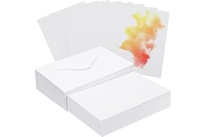 PATIKIL 100 Sets Pure Cotton Watercolor Cards 140lb/300 GSM Postcards with Envelopes for Art Painting Creative Thank Notes, 5x7 Inch