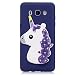 Produktbild Samsung Galaxy J7 2016 Hülle Silikon, LuckyW Kristall Crystal Einhorn Unicorn Handyhülle für Samsung Galaxy J7 (2016) SM-J710F Soft Silikon Tasche Transparent Clear Klar Durchsichtig Ultra Slim Thin Dünne Schutzhülle Weiche Flexibel Kratzfeste Scratch-Resistant Stoßfest Shockproof Etui Bumper Case - Dunkelblau