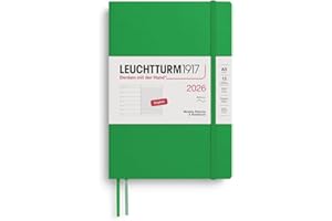 ‎LEUCHTTURM1917 LEUCHTTURM1917 372678 Wochenkalender & Notizbuch Medium (A5) 2026, Softcover, Spring Leaf, Englisch