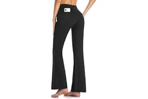 MOVE BEYOND Pantalon et Pantacourt de Yoga Bootcut avec 4 Poches pour Femmes Pantalon Bootleg de contrôle du Ventre