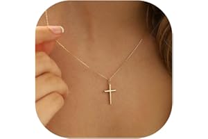 Turandoss Gold Cross Necklace for Women - Dainty 14K Gold Plated Cross Pendant Necklace Birthday Gifts for Women
