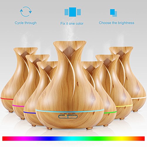 NexGadget Design Aroma Ultraschall Luftbefeuchter Raumbefeuchter Holzmaserung Style LED-Farbwechsler Diffuser 400ml Humidifier Duftzerstäuber Essential Oil Diffuser Purifier für Schlafzimmer Büro Kinderzimmer SPA Massage - 3